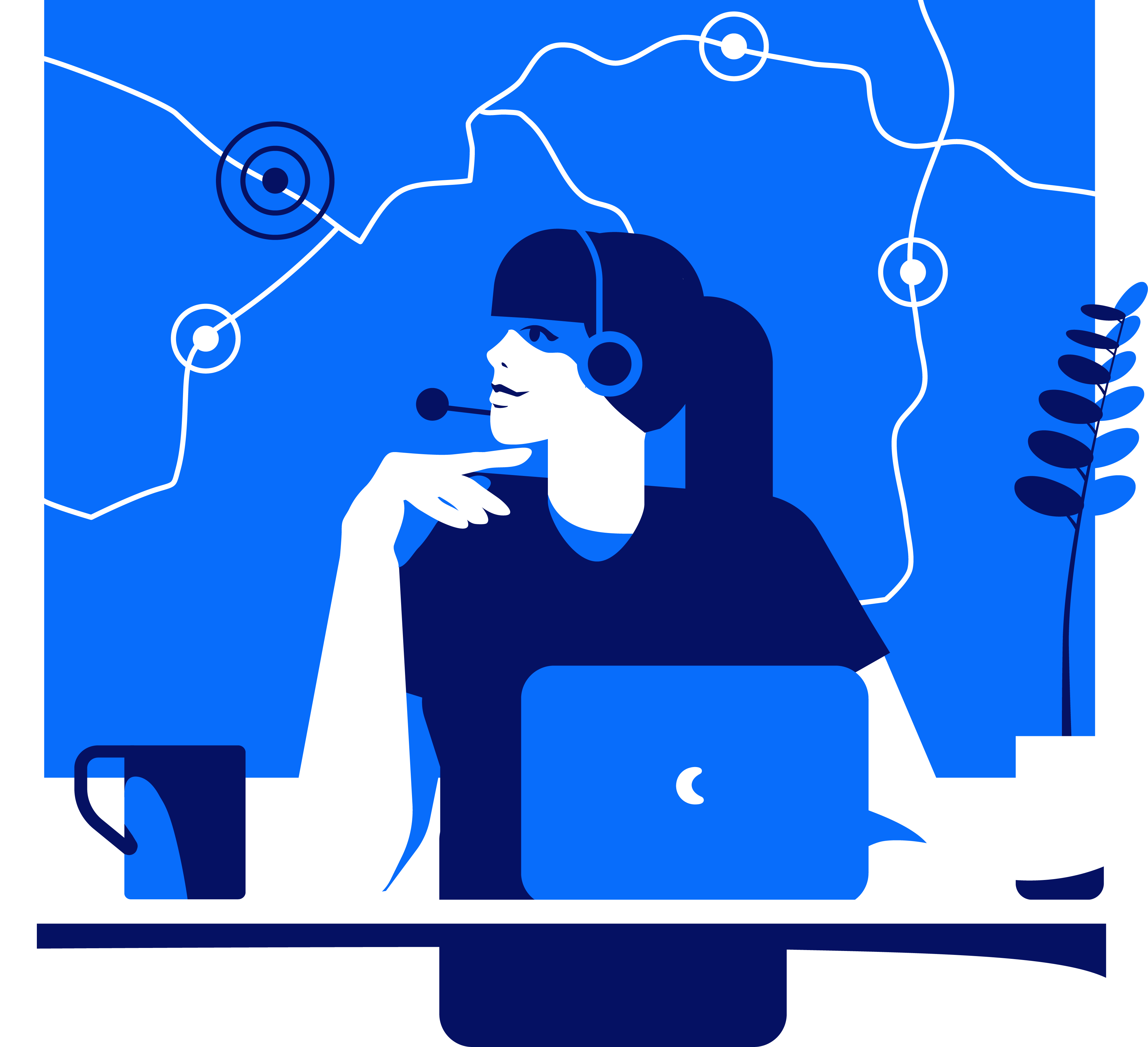 lounge-woman-in-headphones-working-on-a-laptop-in-the-office